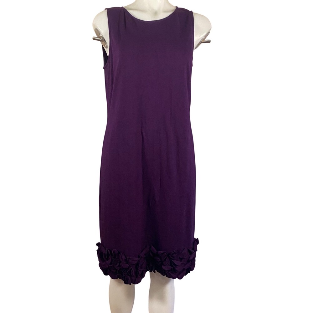 Taylor Purple Sleeveless Rosette Hem Shift Dress Size‎ 12 Stretchy